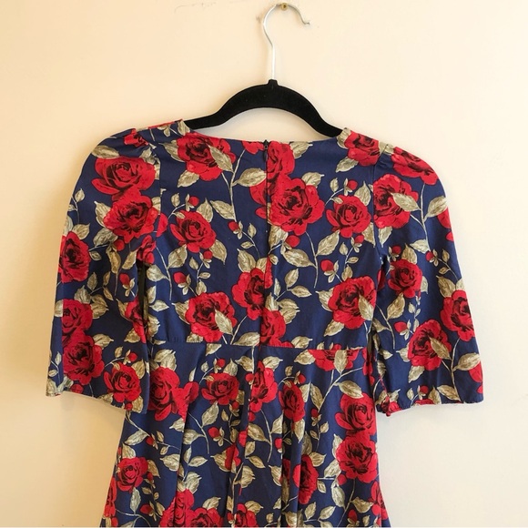 Bonny Billy Girl’s Size 8 Vintage Navy Blue Dress With Giant Red Roses 🌹 - Picture 5 of 5